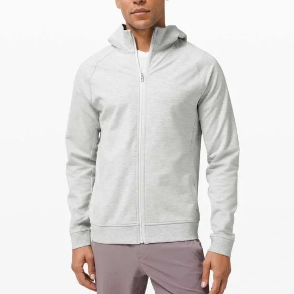 Men's Lululemon Light Grey City Sweat Full-Zip Hoodie, Size Large